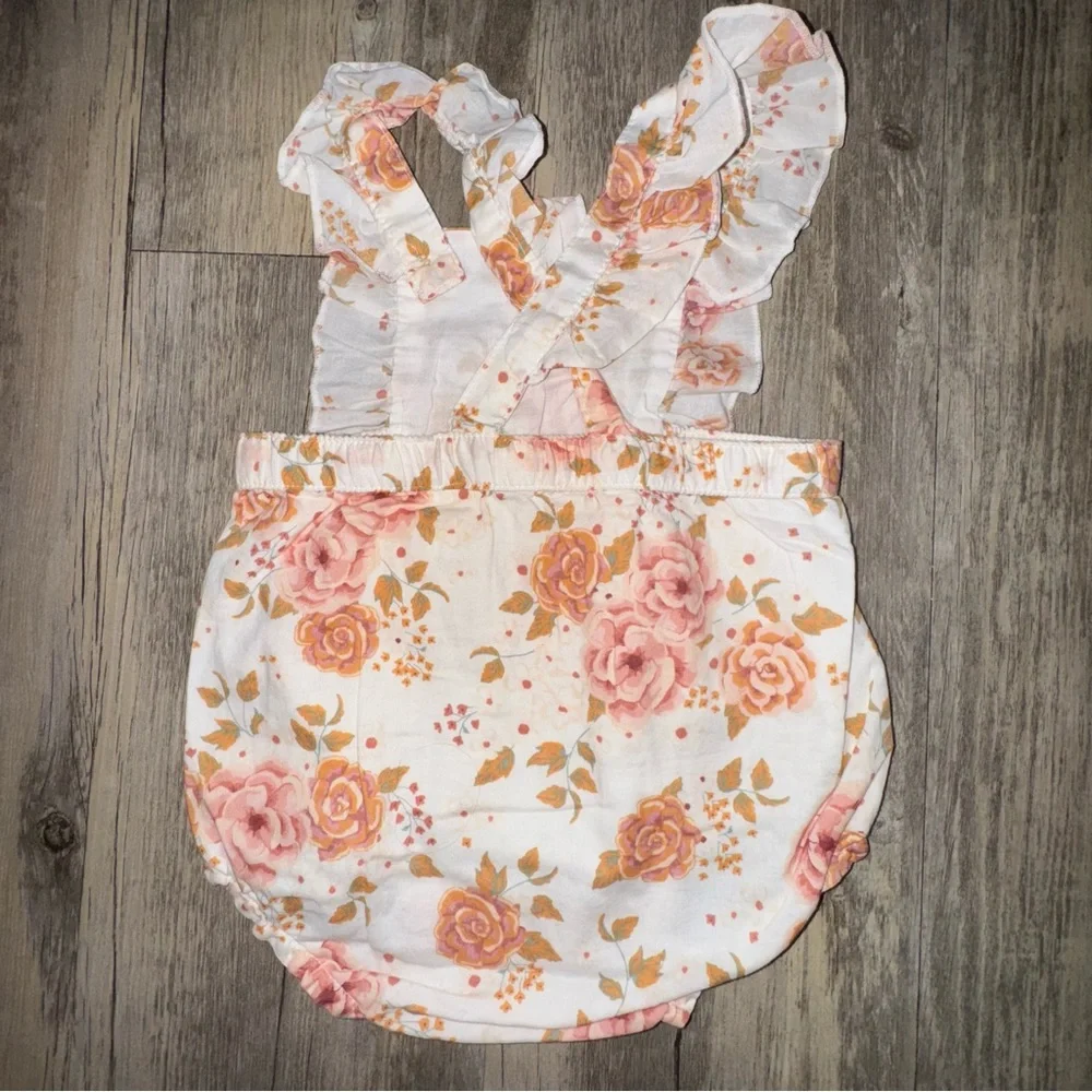 H&M Floral Baby Romper with Ruffle Straps